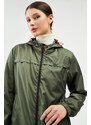 River Club Dámské Khaki nepromokavá pláštěnka s kapucí s vnitřní podšívkou a kapsou - Windbreaker Jacket