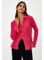 Trendyol Fuchsia Fitted Textured Woven Shirt