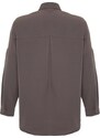 Trendyol Anthracite Oversize/Creature Woven Shirt