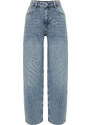Trendyol Modré bruslařské džíny s nízkým pasem