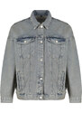 Trendyol Blue Faded Effect Vintage Oversize Denim Jacket