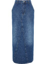 Trendyol Blue Stitching Detailed High Waist Maxi Denim Skirt