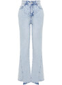 Trendyol Blue Slit High Waist Wide Leg Jeans