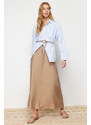 Trendyol Stone Regular Waist Woven Linen Look Skirt