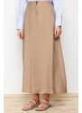 Trendyol Stone Regular Waist Woven Linen Look Skirt