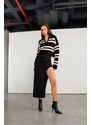 VATKALI Asymmetrical Slit Midi Skirt Black