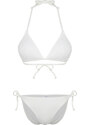 Trendyol Bridal Ecru Triangle Tied Textured Regular Bikini Set