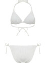 Trendyol Bridal Ecru Triangle Tied Textured Regular Bikini Set