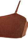 Trendyol Brown Strapless Textured Bikini Top