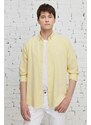 AC&Co / Altınyıldız Classics Men's Yellow Comfort Fit Relaxed-Cut Buttoned Collar Casual Linen Shirt.