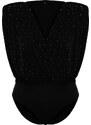 Trendyol Curve Black Stone Detailed Knitted Bodysuit