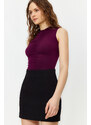 Trendyol Plum Knitted Bodysuit with Pleated Detail and Flexible Snap Fasteners