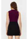 Trendyol Plum Knitted Bodysuit with Pleated Detail and Flexible Snap Fasteners