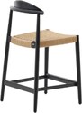 Černá dřevěná barová židle Kave Home Nina 62 cm s výpletem