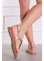 Tamaris Růžovozlaté kožené sandály 1-28190