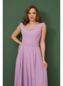 Carmen Lilac Chiffon Degajee Neck Long Evening Dress And Invitation Dress