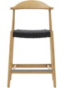 Dřevěná barová židle Kave Home Nina 62 cm s černým výpletem