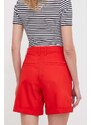 Kraťasy Tommy Hilfiger dámské, červená barva, hladké, high waist