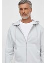 Bavlněná mikina Calvin Klein Jeans pánská, šedá barva, s kapucí, hladká