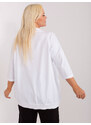 Fashionhunters Bílá ležérní bavlněná halenka větší velikosti