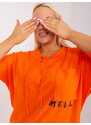 Fashionhunters Oranžová halenka větší velikosti se stahovacími šňůrkami