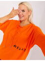 Fashionhunters Oranžová halenka větší velikosti se stahovacími šňůrkami