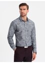 Ombre Clothing Trendy flanelová šedá košile V3 SHCS-0157
