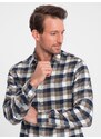 Ombre Clothing Trendy flanelová károvaná hnědo granátová košile V1 SHCS-0157