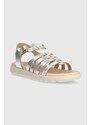 Dětské kožené sandály Geox SANDAL SOLEIMA stříbrná barva