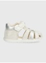 Dětské semišové sandály Geox SANDAL MACCHIA stříbrná barva