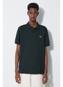 Bavlněné polo tričko Fred Perry Plain Shirt zelená barva, s aplikací, M6000.V10