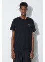 Bavlněné tričko Fred Perry Ringer T-Shirt černá barva, s aplikací, M3519.102