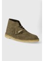 Semišové polobotky Clarks Originals Desert Boot pánské, zelená barva, 26176626