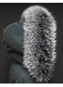 Špongr Kožešinový lem límec na kapuci z finského mývalovce 10030 BLACK & WHITE