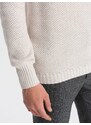 Ombre Clothing Elegantní pánský svetr v krémové barvě V1 SWZS-0105