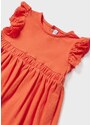 Šaty bavlněné s krátkým rukávem a kabelkou ANANAS oranžové BABY Mayoral