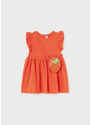 Šaty bavlněné s krátkým rukávem a kabelkou ANANAS oranžové BABY Mayoral