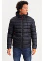 River Club Men's Navy Blue Thick Lined Water And Windproof Hooded Winter Puffer Coat