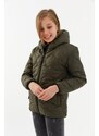 River Club Girl's Onion Pattern Water and Windproof Fiber Khaki Hooded Coat