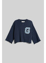 MIKINA GANT G-BADGE CROPPED SS C-NECK SWEAT modrá L