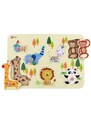 Teddies Vkládačka/Puzzle deskové obrysové zoo dřevo 30x21cm ve fólii 18m+