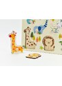 Teddies Vkládačka/Puzzle deskové obrysové zoo dřevo 30x21cm ve fólii 18m+