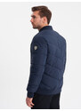 Ombre Men's quilted bomber jacket with metal zippers - navy blue