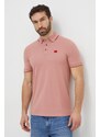 Bavlněné polo tričko HUGO růžová barva