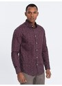 Ombre Clothing Zajímavá bordó košile s trendy vzorem V5 SHCS-0151