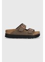 Pantofle Birkenstock Arizona Platform Flex dámské, hnědá barva, na platformě, 1027417