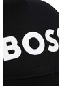 Dětská bavlněná kšiltovka BOSS černá barva, s potiskem