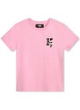 Dětské bavlněné tričko Karl Lagerfeld růžová barva, s potiskem