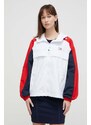 Bunda Tommy Jeans dámská, bílá barva, přechodná, oversize