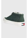 Sneakers boty Tommy Jeans TJM MID CUT CANVAS COLOR zelená barva, EM0EM01412